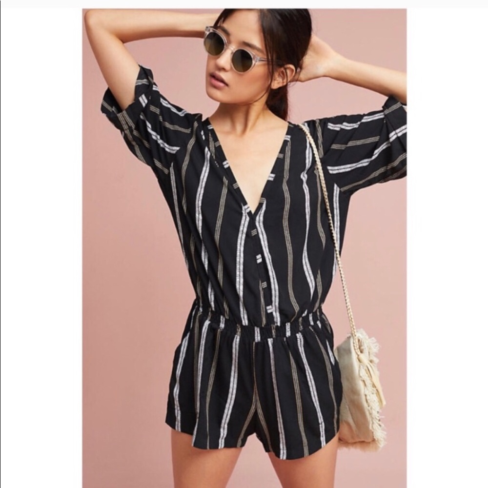 Anthropologie Beachgold Striped Ancona Romper (M)